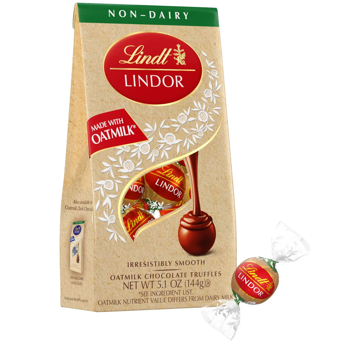 Lindt LINDOR Non-Dairy Oatmilk Candy Truffles 5.1 oz Bag
