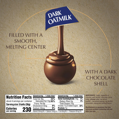Lindt LINDOR Non-Dairy Oatmilk Dark Chocolate Candy Truffles 5.1 oz Bag
