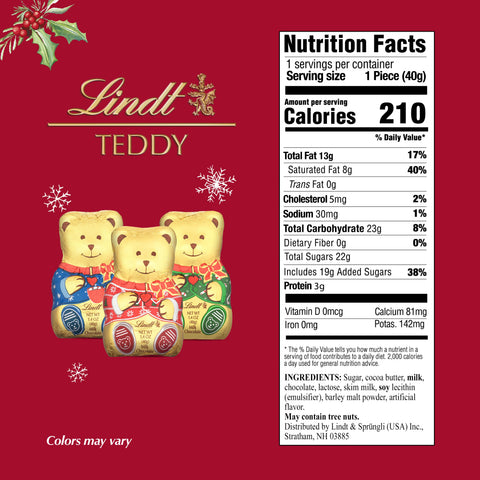 Lindt Hollow Figure Teddy Milk Chocolate (24-pc Case, 1.4 oz each)