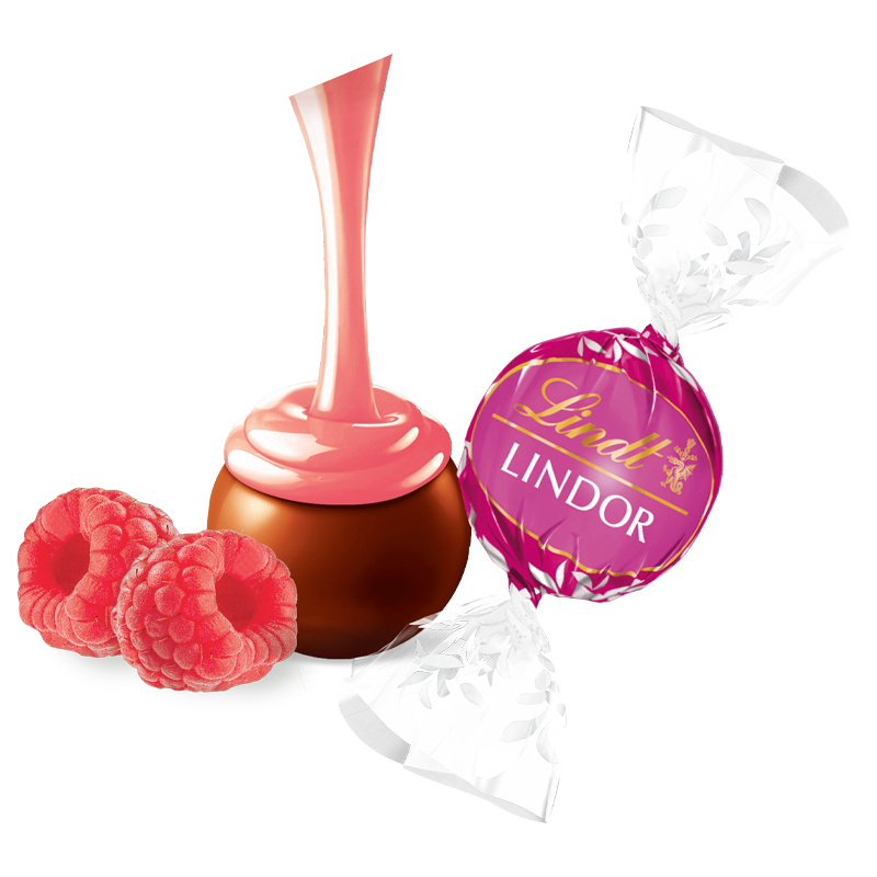 Raspberry and Cream Milk Chocolate LINDOR Truffles 800-pc Case (353 oz)