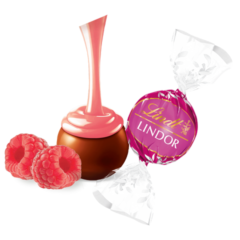 Raspberry and Cream Milk Chocolate LINDOR Truffles 800-pc Case (353 oz)