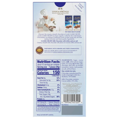 Toffee and Sea Salt Milk Chocolate CLASSIC RECIPE Bar (4.4 oz)
